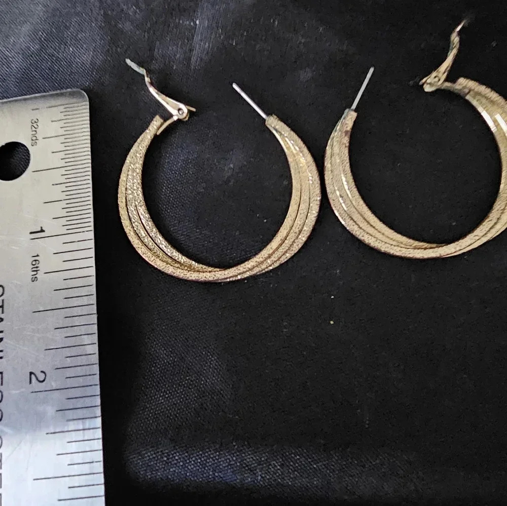 Earrings set of 4 pairs gold tone - Picture 5 of 8